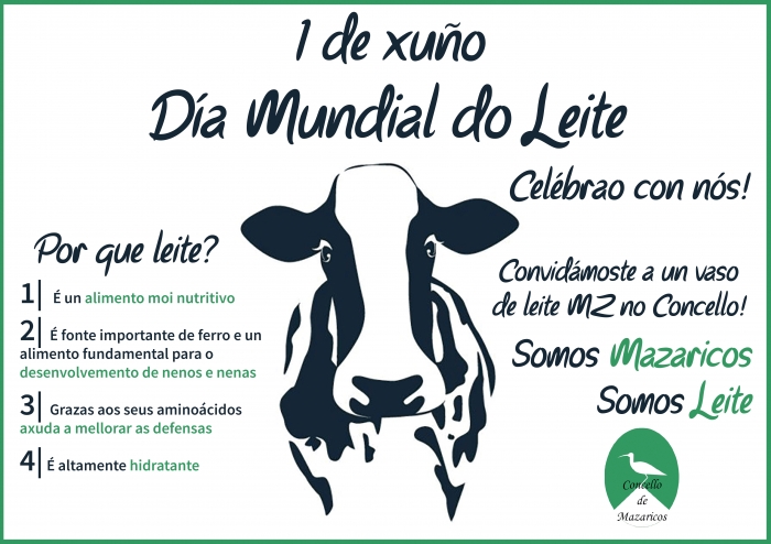 El ayuntamiento de mazaricos invita a productos lacteos en dia mundial de la leche