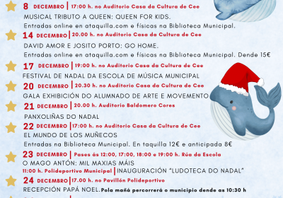 Cartel Programacion De Eventos Navidenos Ilustrativo Beis Y Rojo