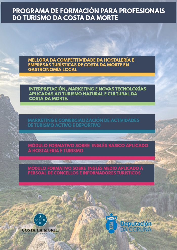 Se abre el plazo para las inscripciones en los cursos del programa de mejora de la competitividad del sector turistico de costa da morte 2018